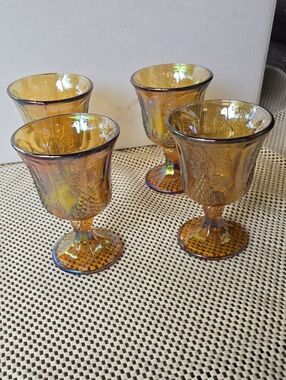 Vintage Ibdiana Carnival Glass Goblets